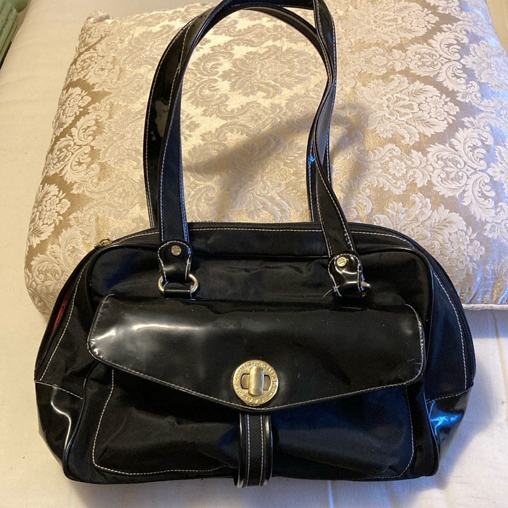 Isaac Mizrahi Black Handbag front pocket